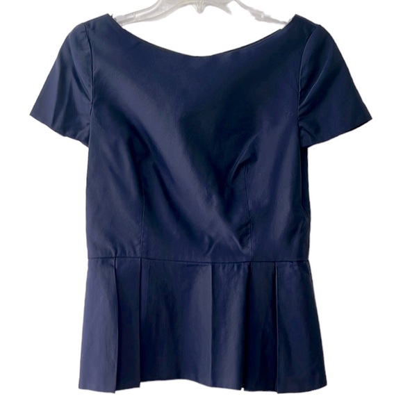 Prada Short Sleeve Peplum Top, Navy, EU 42/US 6 - Picture 2 of 10